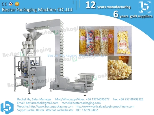 Máquina de embalaje de palomitas de maíz de Bestar, máquina de embalaje de bocadillos de venta caliente con pesaje automático.