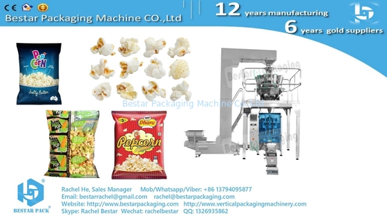 Máquina automática de pesaje de palomitas de maíz 50 g y de embalaje con sellado de bolsas