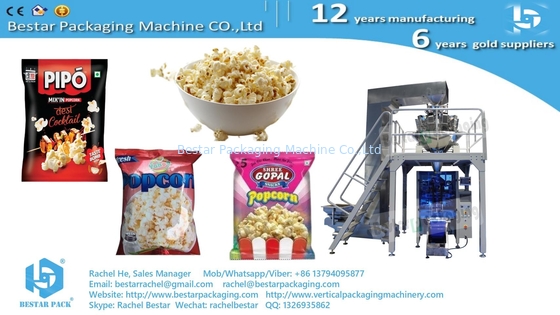 Máquina automática de pesaje de palomitas de maíz 50 g y de embalaje con sellado de bolsas