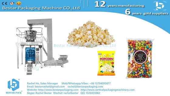 Máquina automática de pesaje de palomitas de maíz 50 g y de embalaje con sellado de bolsas