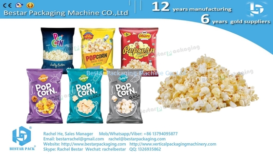 Máquina automática de pesaje de palomitas de maíz 50 g y de embalaje con sellado de bolsas