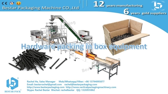 Línea de embalaje automática de cajas de pesaje y llenado para clavos de hardware de 4-10KG
