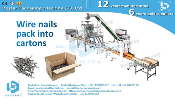 Línea de embalaje automática de cajas de pesaje y llenado para clavos de hardware de 4-10KG