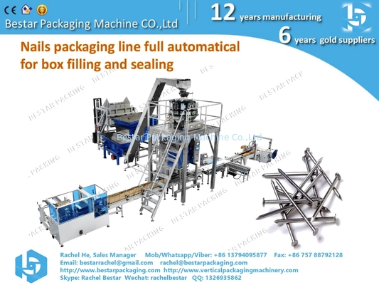 Línea de embalaje automática de cajas de pesaje y llenado para clavos de hardware de 4-10KG