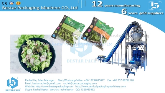 Mezcla de ensalada de verduras de hoja automática de pesaje y de embalaje de bolsas