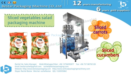 Mezcla de ensalada de verduras de hoja automática de pesaje y de embalaje de bolsas