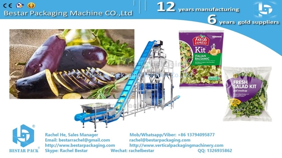 Mezcla de ensalada de verduras de hoja automática de pesaje y de embalaje de bolsas