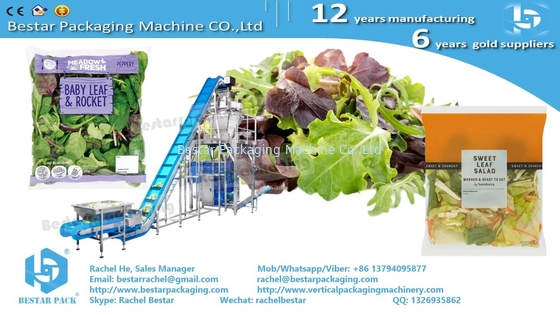 Mezcla de ensalada de verduras de hoja automática de pesaje y de embalaje de bolsas