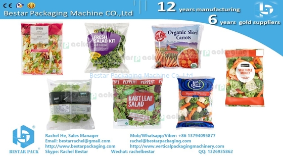 Mezcla de ensalada de verduras de hoja automática de pesaje y de embalaje de bolsas