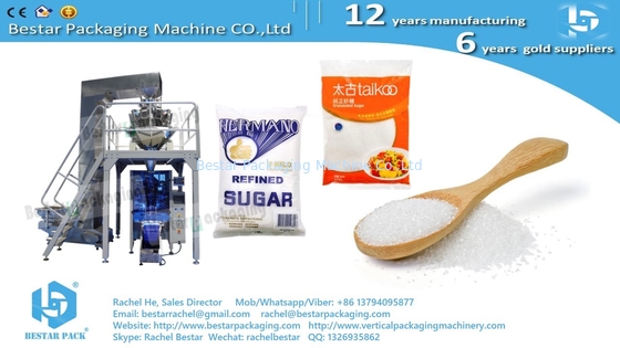 Granulado de azúcar blanco 400 g 500 g máquina de pesaje automático y embalaje en bolsa de PE