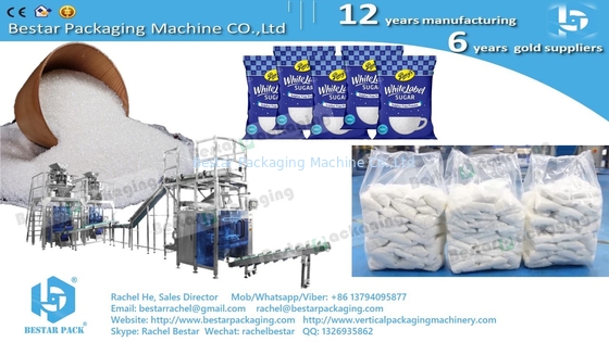 Granulado de azúcar blanco 400 g 500 g máquina de pesaje automático y embalaje en bolsa de PE
