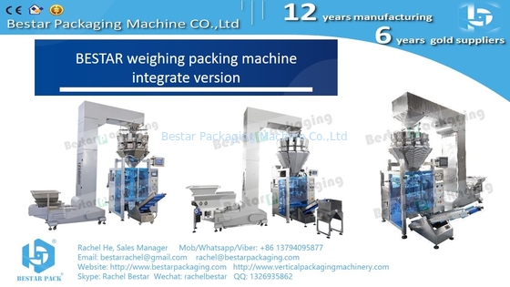 Máquina de embalaje automática de conjunto completo con pesadora de múltiples cabezas, máquina de etiquetado, pesadora de comprobación y plataforma giratoria BSTV-550AZ