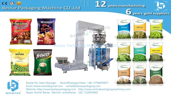 Máquina de embalaje automática de conjunto completo con pesadora de múltiples cabezas, máquina de etiquetado, pesadora de comprobación y plataforma giratoria BSTV-550AZ