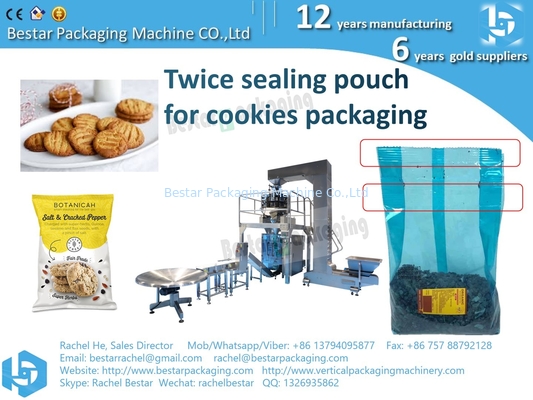 Máquina de embalaje para galletas, bolsas personalizadas con cabeza de doble sellado BSTV-450AZ