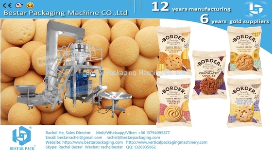 Máquina de embalaje para galletas, bolsas personalizadas con cabeza de doble sellado BSTV-450AZ