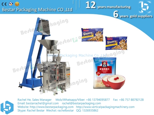 Fabricante de avena instantánea envasado en bolsa de 1 kg de avena por la máquina de envasado Bestar BSTV-550AZ