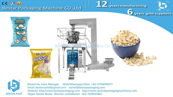 Máquina automática de embalaje de granos de palomitas de maíz con pesaje, impresión y etiquetado BSTV-550AZ