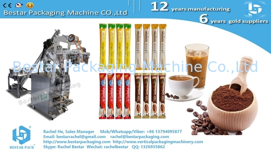 Máquina de embalaje automática de bolsas de sello de tres lados de polvo de café con sistema de dosificación de polvo BSTV-160F