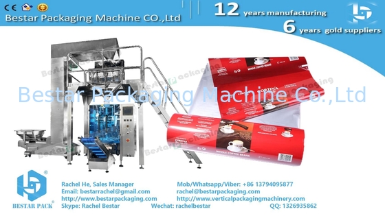Película de embalaje automática laminada para granos de café con máquina de embalaje de pesaje vertical Bestar