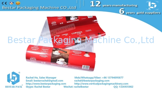 Película de embalaje automática laminada para granos de café con máquina de embalaje de pesaje vertical Bestar