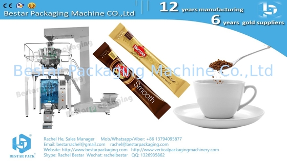 Café instantáneo 3 en 1 embalaje en forma de bastón de café máquina de embalaje automática de pesaje BSTV-450AZ