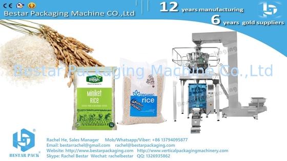 Máquina automática de embalaje de bolsas de arroz de 2500 g con pesador de 10 cabezas BSTV-750AZ