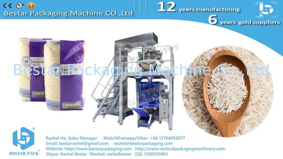 Máquina automática de embalaje de arroz en bolsas de 500 g con 10 cabezas pesadora BSTV-750AZ