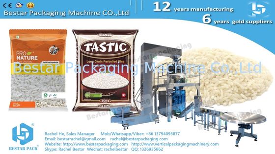 Máquina automática de embalaje de arroz en bolsas de 500 g con 10 cabezas pesadora BSTV-750AZ