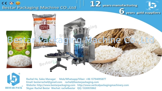 Máquina automática de embalaje de bolsas de arroz de 2500 g con pesador de 10 cabezas BSTV-750AZ