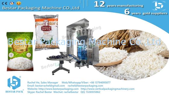 Máquina automática de embalaje de arroz en bolsas de 500 g con 10 cabezas pesadora BSTV-750AZ