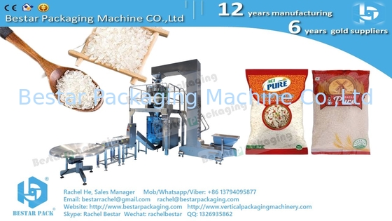 Máquina automática de embalaje de bolsas de arroz de 2500 g con pesador de 10 cabezas BSTV-750AZ