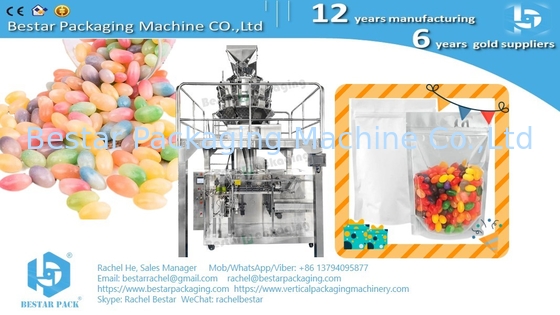 Embalaje automático de dulces: Máquina de embalaje automático de 4 estaciones para bolsas de 500G con pesaje automático BSDP-260