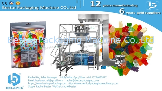 Embalaje automático de dulces: Máquina de embalaje automático de 4 estaciones para bolsas de 500G con pesaje automático BSDP-260