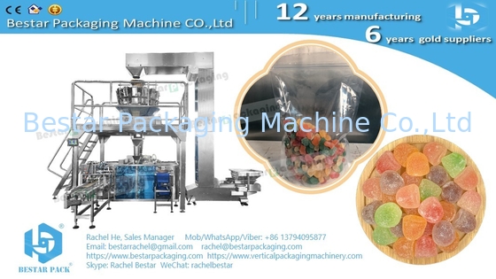Embalaje automático de dulces: Máquina de embalaje automático de 4 estaciones para bolsas de 500G con pesaje automático BSDP-260
