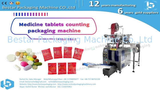 Máquina de embalaje de pastillas de grado farmacéutico con alimentador automático y sellado de bolsa redondeado personalizado