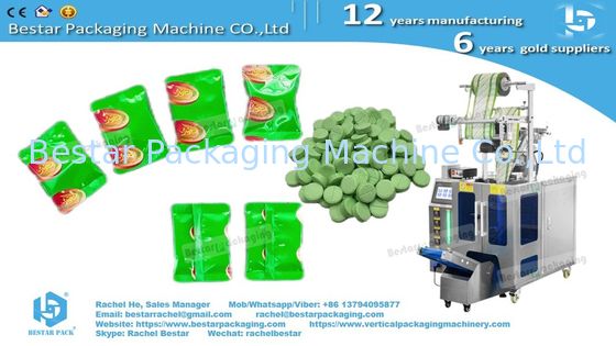 Máquina de embalaje de pastillas de grado farmacéutico con alimentador automático y sellado de bolsa redondeado personalizado