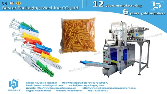 Máquina de embalaje automática con tres vibradores de recuento para envases de plástico con gancho