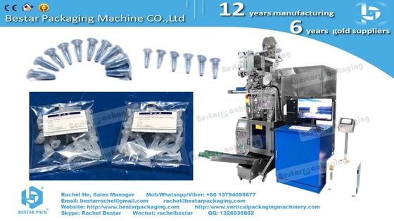Máquina de embalaje automática con tres vibradores de recuento para envases de plástico con gancho