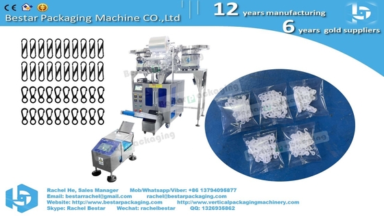 Máquina de embalaje automática con tres vibradores de recuento para envases de plástico con gancho