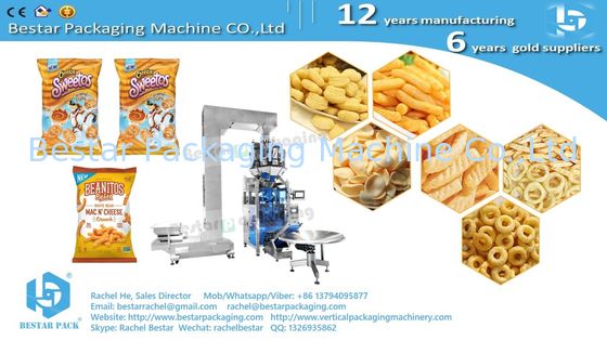 Máquina de embalaje de trozos de maíz reventado con inflación y perforador de agujeros de euro BSTV-450AZ