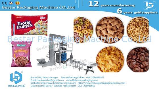 Máquina de embalaje de avena de cereales con pesaje automático y etiquetado de doble cara BSTV-450AZ