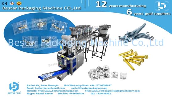 Máquina empacadora contadora de hardware con 4 cuencos vibratorios y alimentación manual por correa