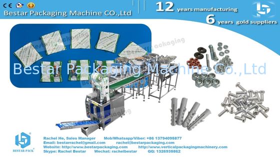 Automatic Counting Packaging Machine with 9 Custom Vibratory Bowls and Bucket Conveyor for Hardware