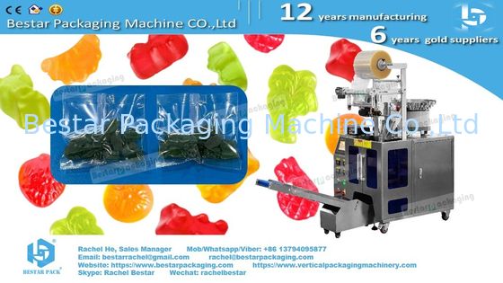 Rainbow candy automatic counting packaging machine with 8 vibrators and printer