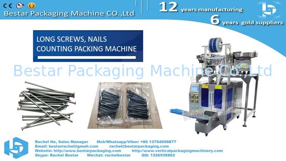 Long screw automatic alignement packaging machine with two counting bowls