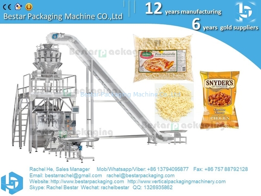 Máquina automática de pesaje, llenado y sellado de granos de queso alimenticio