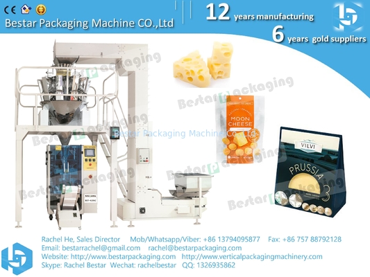 Máquina automática de pesaje, llenado y sellado de granos de queso alimenticio