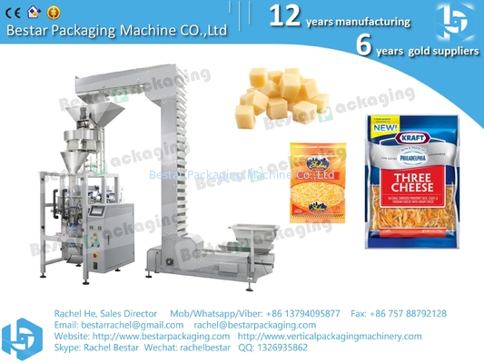 Máquina automática de pesaje, llenado y sellado de granos de queso alimenticio