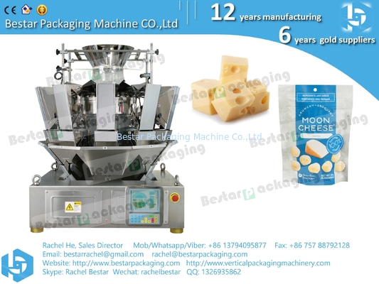 Máquina automática de pesaje, llenado y sellado de granos de queso alimenticio