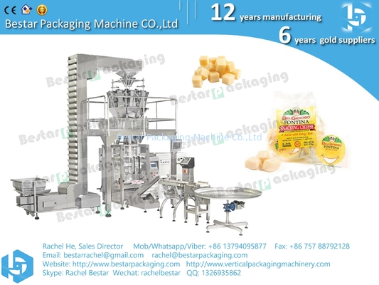 Máquina automática de pesaje, llenado y sellado de granos de queso alimenticio